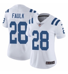 Women's Nike Indianapolis Colts #28 Marshall Faulk White Vapor Untouchable Limited Player NFL Jersey