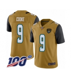 Men's Jacksonville Jaguars #9 Logan Cooke Limited Gold Rush Vapor Untouchable 100th Season Football Jersey