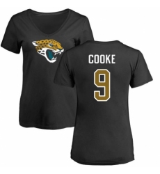 NFL Women's Nike Jacksonville Jaguars #9 Logan Cooke Black Name & Number Logo Slim Fit T-Shirt