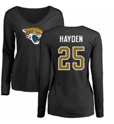 NFL Women's Nike Jacksonville Jaguars #25 D.J. Hayden Black Name & Number Logo Slim Fit Long Sleeve T-Shirt
