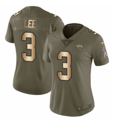 Women's Nike Jacksonville Jaguars #3 Tanner Lee Limited Olive/Gold 2017 Salute to Service NFL Jersey
