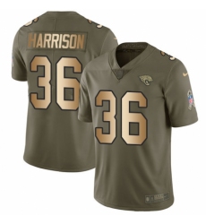 Youth Nike Jacksonville Jaguars #36 Ronnie Harrison Limited Olive/Gold 2017 Salute to Service NFL Jersey