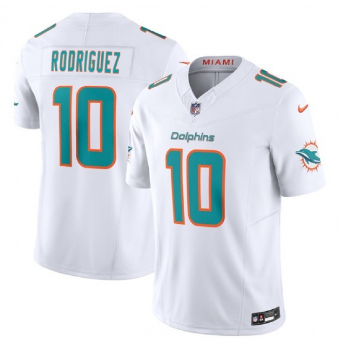 Men's Miami Dolphins #10 Jacob Rodriguez White 2026 Draft F.U.S.E. Vapor Limited Football Stitched Jersey