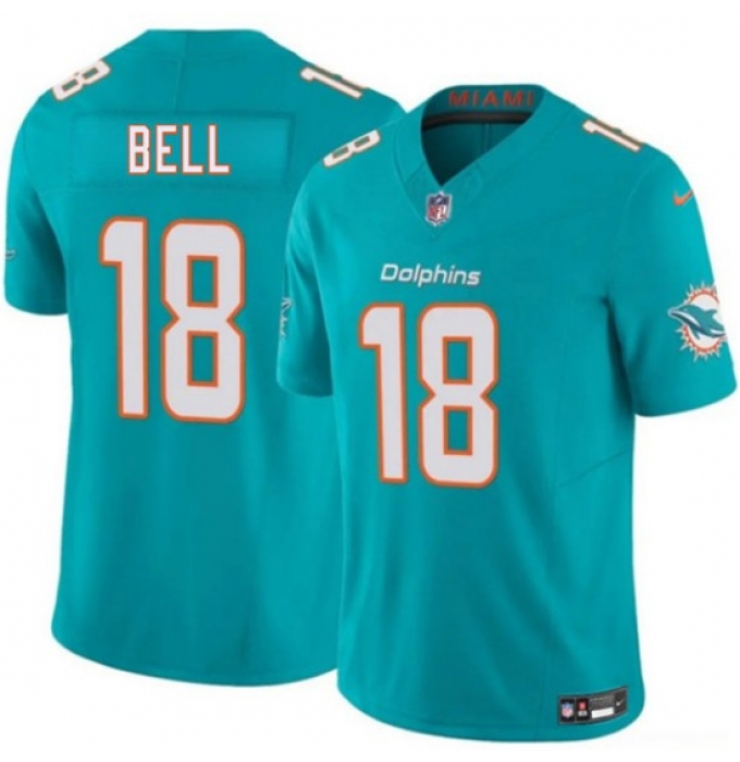 Men's Miami Dolphins #18 Chris Bell Aqua 2026 Draft F.U.S.E. Vapor Limited Football Stitched Jersey