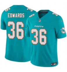 Men's Miami Dolphins #36 Donovan Edwards Aqua 2026 F.U.S.E. Vapor Limited Football Stitched Jersey