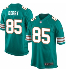 Men's Nike Miami Dolphins #85 A.J. Derby Game Aqua Green Alternate NFL Jersey