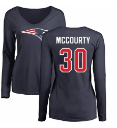NFL Women's Nike New England Patriots #30 Jason McCourty Navy Blue Name & Number Logo Slim Fit Long Sleeve T-Shirt
