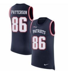 Men's Nike New England Patriots #86 Cordarrelle Patterson Navy Blue Rush Player Name & Number Tank Top NFL Jersey