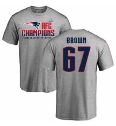 Nike New England Patriots #67 Trent Brown Heather Gray 2017 AFC Champions V-Neck T-Shirt