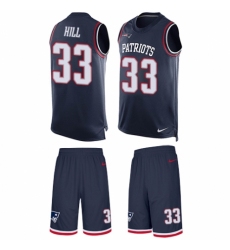Men's Nike New England Patriots #33 Jeremy Hill Limited Navy Blue Tank Top Suit NFL Jersey