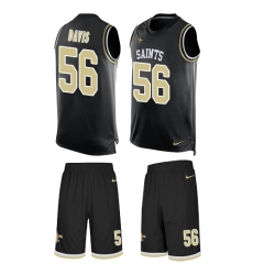 Men's Nike New Orleans Saints #56 DeMario Davis Limited Black Tank Top Suit NFL Jersey