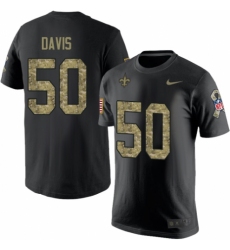 NFL Nike New Orleans Saints #50 DeMario Davis Black Camo Salute to Service T-Shirt