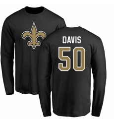 NFL Nike New Orleans Saints #50 DeMario Davis Black Name & Number Logo Long Sleeve T-Shirt