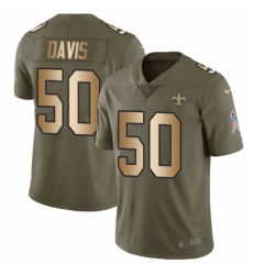 Youth Nike New Orleans Saints #50 DeMario Davis Limited Olive/Gold 2017 Salute to Service NFL Jersey