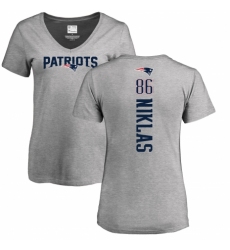 NFL Women's Nike New England Patriots #86 Troy Niklas Ash Backer V-Neck T-Shirt