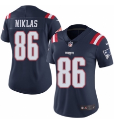 Women's Nike New England Patriots #86 Troy Niklas Limited Navy Blue Rush Vapor Untouchable NFL Jersey