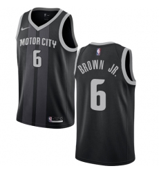 Men's Nike Detroit Pistons #6 Bruce Brown Jr. Swingman Black NBA Jersey - City Edition