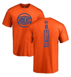 NBA Nike New York Knicks #8 Mario Hezonja Orange One Color Backer T-Shirt