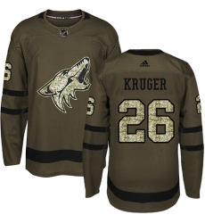 Men's Adidas Arizona Coyotes #26 Marcus Kruger Authentic Green Salute to Service NHL Jersey