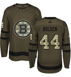 Men's Adidas Boston Bruins #44 Nick Holden Authentic Green Salute to Service NHL Jersey