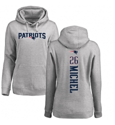 NFL Women's Nike New England Patriots #26 Sony Michel Ash Backer Pullover Hoodie
