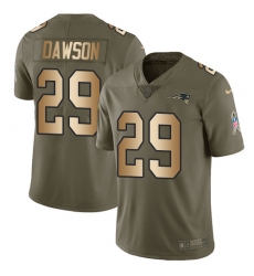 Youth Nike New England Patriots #29 Duke Dawson Limited Olive Gold 2017 Salute to Service NFL Jersey
