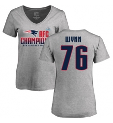 Women's Nike New England Patriots #76 Isaiah Wynn Heather Gray 2017 AFC Champions V-Neck T-Shirt