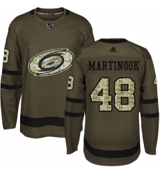 Youth Adidas Carolina Hurricanes #48 Jordan Martinook Authentic Green Salute to Service NHL Jersey