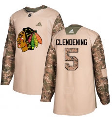 Men's Adidas Chicago Blackhawks #5 Adam Clendening Authentic Camo Veterans Day Practice NHL Jersey