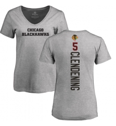 NHL Women's Adidas Chicago Blackhawks #5 Adam Clendening Ash Backer T-Shirt