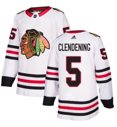 Youth Adidas Chicago Blackhawks #5 Adam Clendening Authentic White Away NHL Jersey