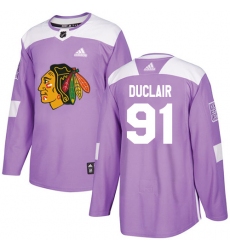 Men's Adidas Chicago Blackhawks #91 Anthony Duclair Authentic Purple Fights Cancer Practice NHL Jersey