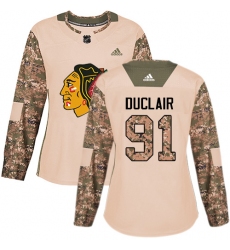 Women's Adidas Chicago Blackhawks #91 Anthony Duclair Authentic Camo Veterans Day Practice NHL Jersey