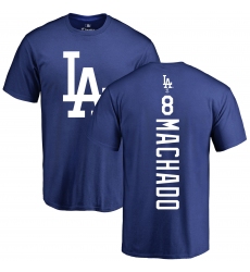 MLB Nike Los Angeles Dodgers #8 Manny Machado Royal Blue Backer T-Shirt