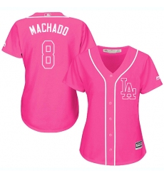 Women's Majestic Los Angeles Dodgers #8 Manny Machado Authentic Pink Fashion Cool Base MLB Jersey