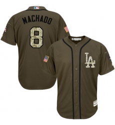 Youth Majestic Los Angeles Dodgers #8 Manny Machado Authentic Green Salute to Service MLB Jersey