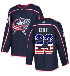 Youth Adidas Columbus Blue Jackets #23 Ian Cole Authentic Navy Blue USA Flag Fashion NHL Jersey