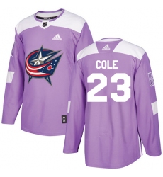 Youth Adidas Columbus Blue Jackets #23 Ian Cole Authentic Purple Fights Cancer Practice NHL Jersey