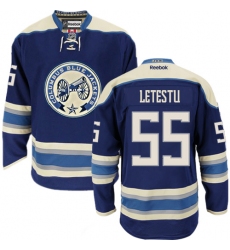 Women's Reebok Columbus Blue Jackets #55 Mark Letestu Authentic Navy Blue Third NHL Jersey