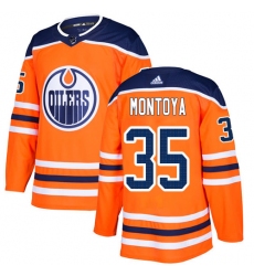 Men's Adidas Edmonton Oilers #35 Al Montoya Authentic Orange Home NHL Jersey