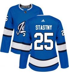 Women's Adidas Winnipeg Jets #25 Paul Stastny Authentic Blue Alternate NHL Jersey