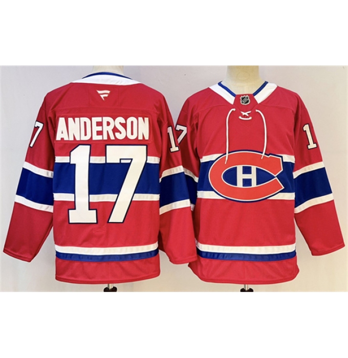 Men's Montreal Canadiens #17 Josh Anderson Red 2024-25 Stitched Jersey