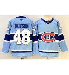 Men's Montreal Canadiens #48 Lane Hutson Blue 2023-24 Reverse Retro Stitched Jersey