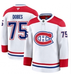 Men's Montreal Canadiens #75 Jakub Dobes White Fanatics Premium Away Jersey