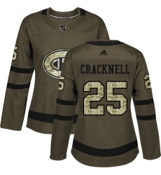 Women's Adidas Montreal Canadiens #25 Adam Cracknell Authentic Green Salute to Service NHL Jersey