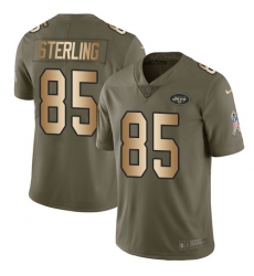 Men's Nike New York Jets #85 Neal Sterling Limited Olive Gold 2017 Salute to Service NFL Jersey