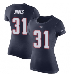 NFL Women's Nike New England Patriots #31 Jonathan Jones Navy Blue Rush Pride Name & Number T-Shirt