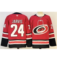 Men's Carolina Hurricanes #24 Seth Jarvis Red 2024-25 Stitched Hockey Jersey