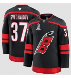 Men's Carolina Hurricanes #37 Andrei Svechnikov Black 2026 Stanley Cup Champions Home Stitched Jersey