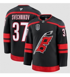 Men's Carolina Hurricanes #37 Andrei Svechnikov Black 2026 Stanley Cup Final Home Premium Hockey Stitched Jersey